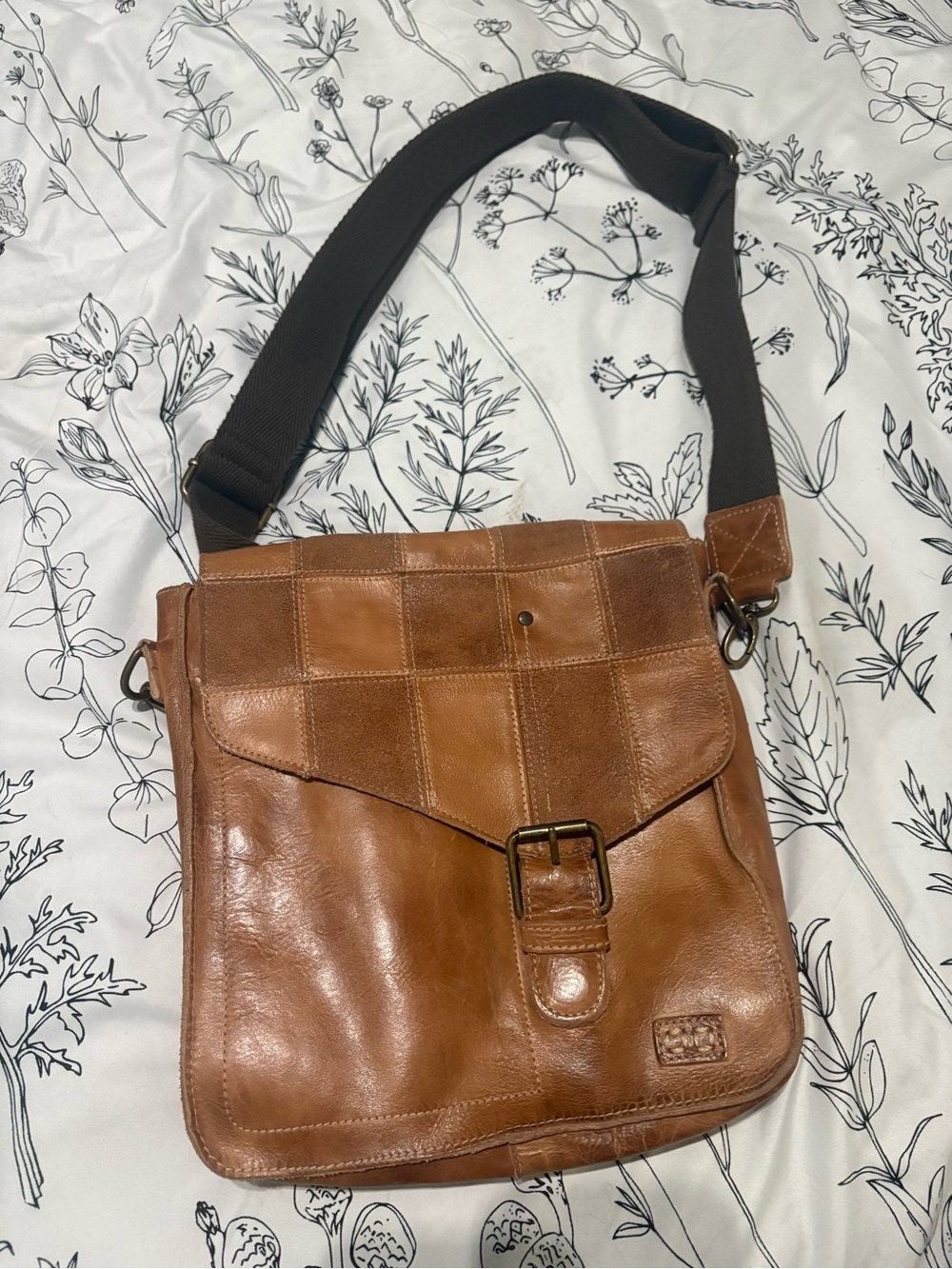 Bed Stu Tan Leather Patchwork Crossbody Bag
